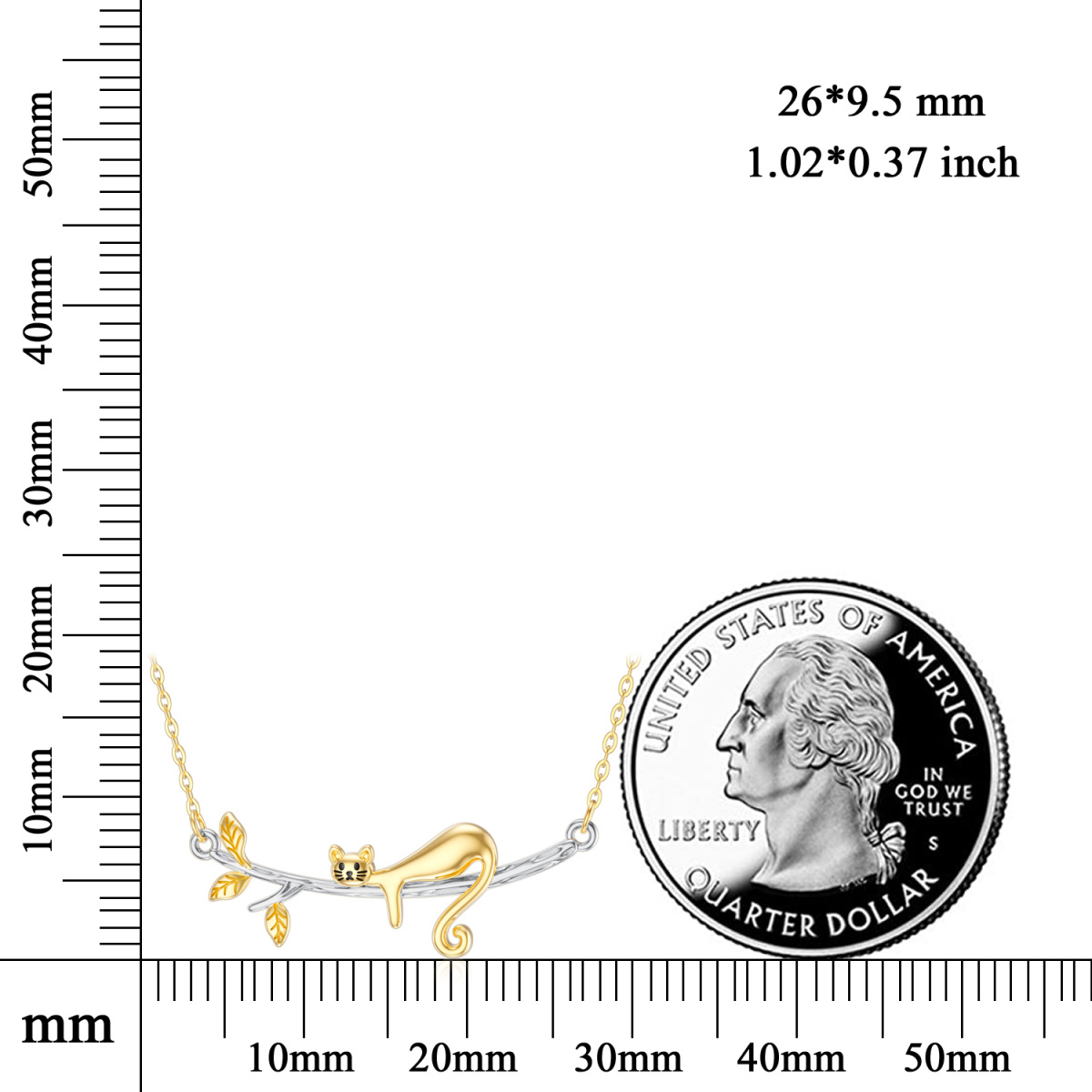Delikatny naszyjnik z kotem z 14-karatowego białego i żółtego złota-5