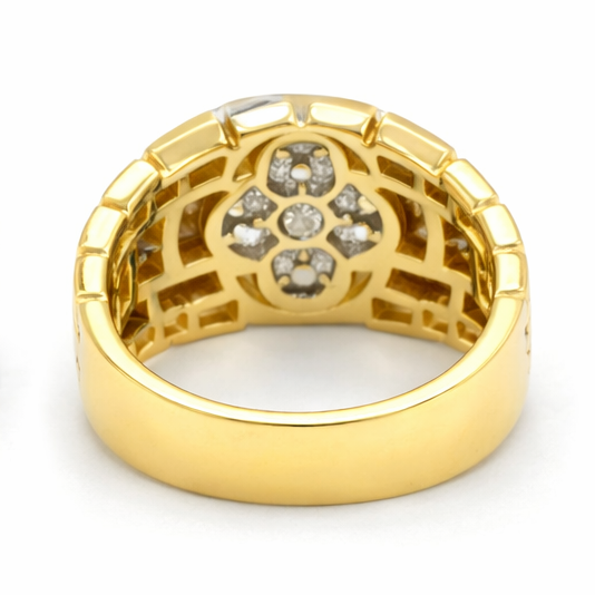 Anillo de pepita de flor de cerezo en oro blanco y oro amarillo de 14 quilates para hombre-4