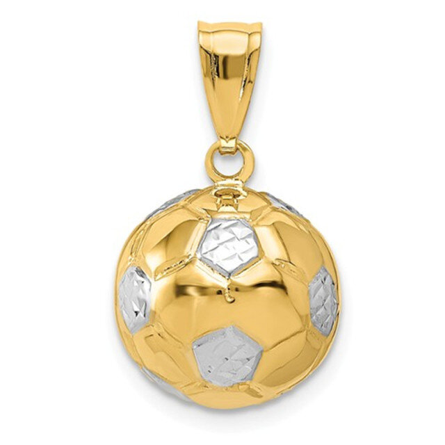 14K Gold Two-Tone Football Pendant Charms For Men-1