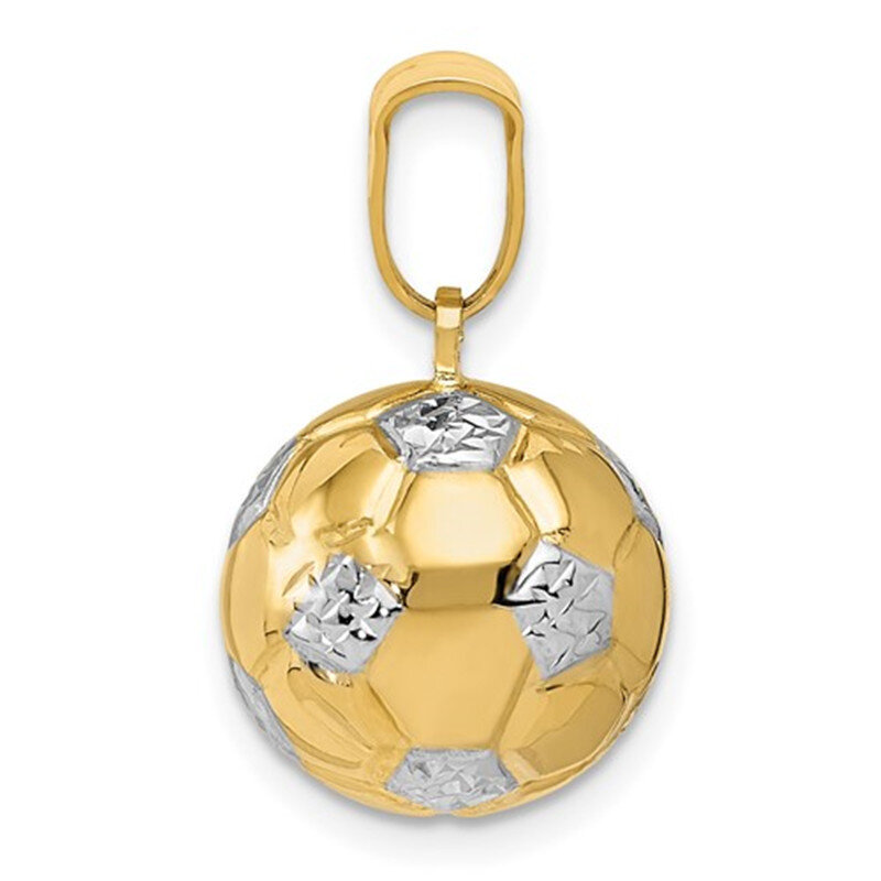 18K Gold Two-Tone Football Pendant Charms For Men-2