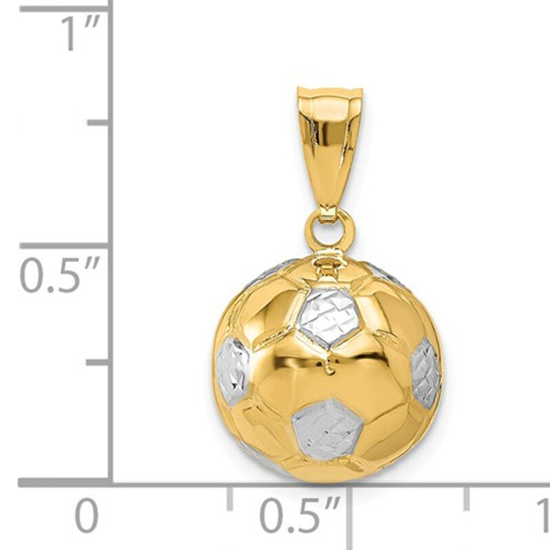 Colgante de oro blanco y oro amarillo de 14 quilates con forma de balón de fútbol para hom-3