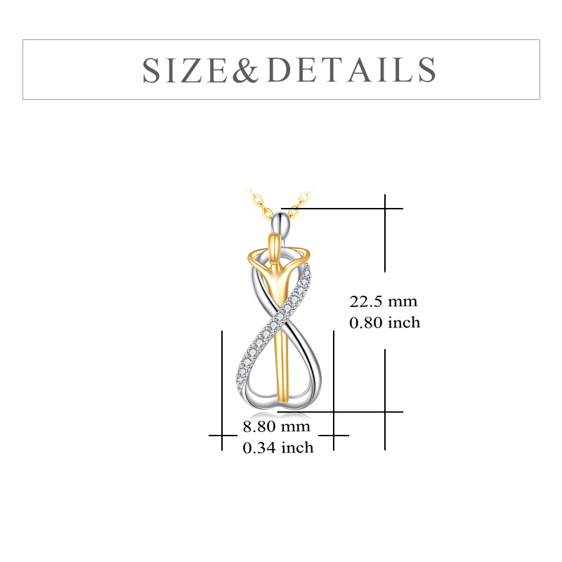 14K White Gold & Yellow Gold Hug Pendant Necklace-5