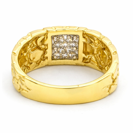 14K Weißgold- und Gelbgold-Moissanit-Nugget-Ring für Herren-4