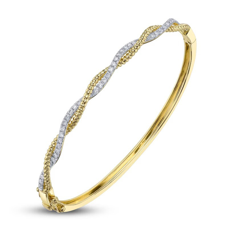 18K Weißgold- und Gelbgold-Moissanit-Seil-Drehschmuck-Armband-2