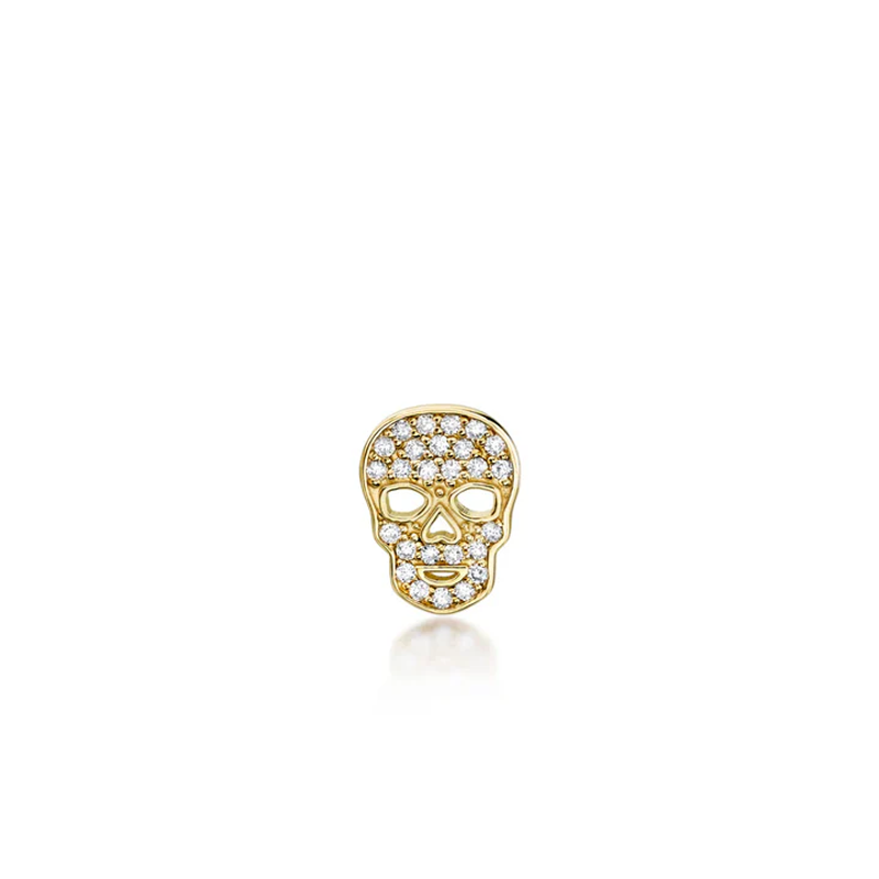 Pendientes de calavera con moissanita en oro blanco de 14 quilates y oro amarillo-3