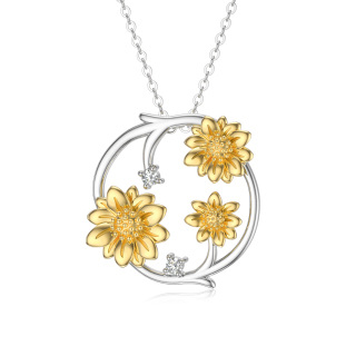 10K Gold Sunflower Pendant Necklace For Her-51