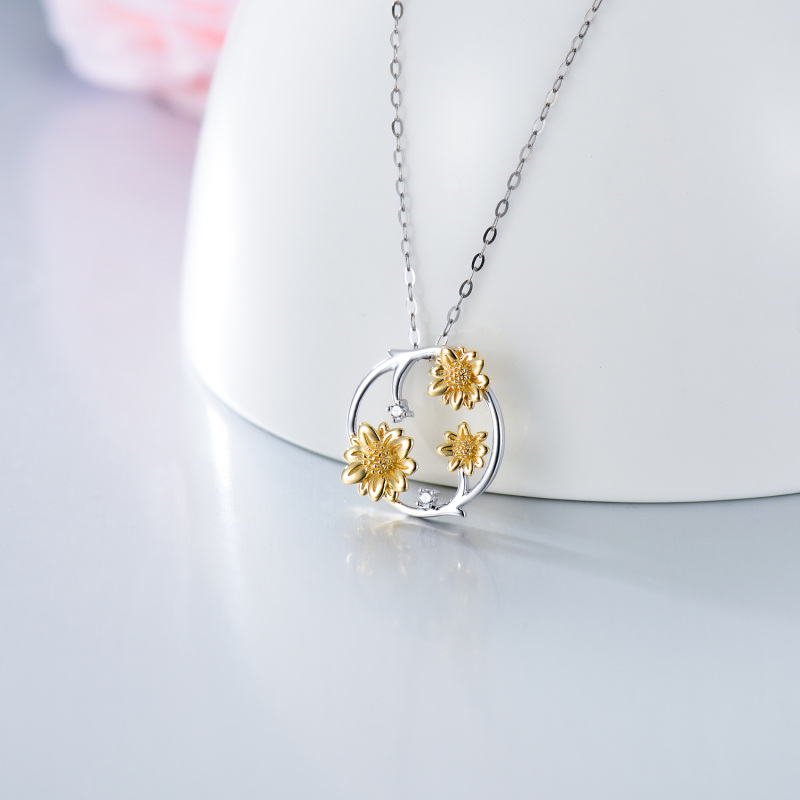 10K Gold Sunflower Pendant Necklace For Her-3