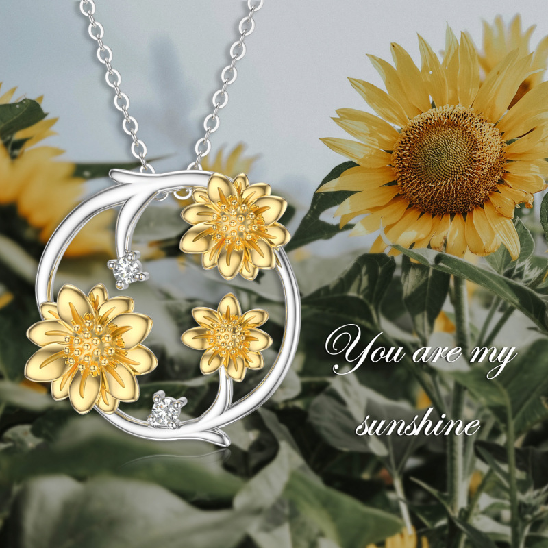 10K Gold Sunflower Pendant Necklace For Her-5