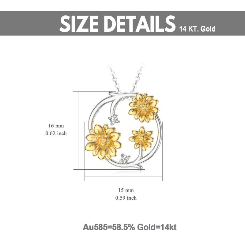 10K Gold Sunflower Pendant Necklace For Her-6