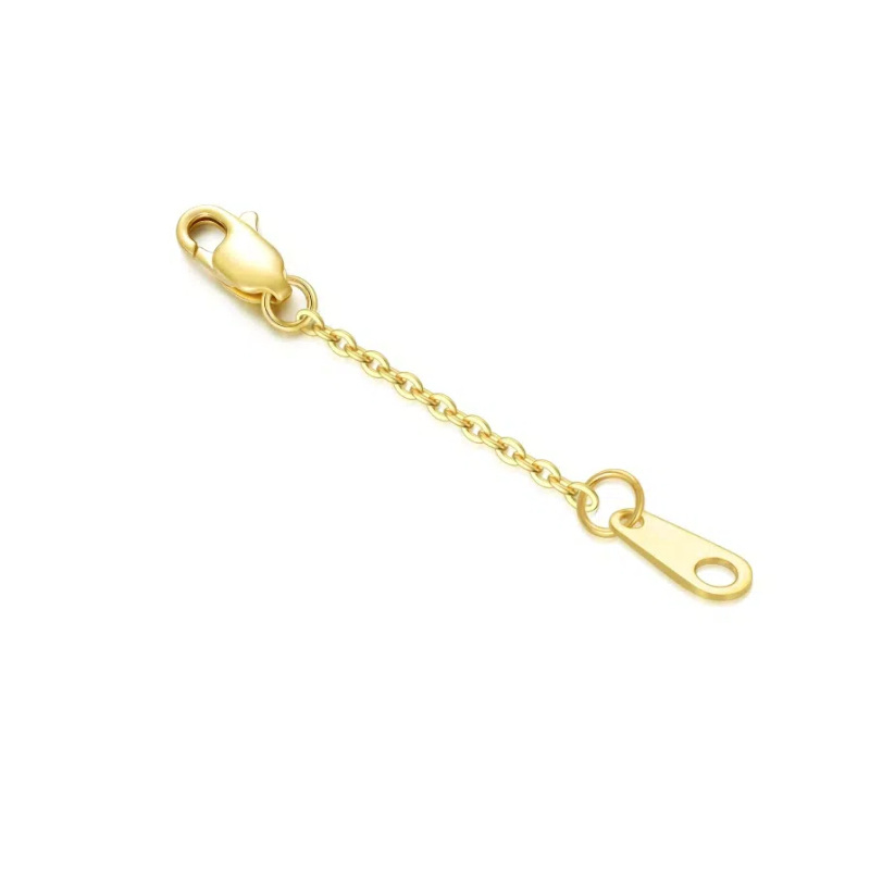 10K Yellow Gold 1.1Mm One-Piece Buckle Embossed Shiny 1.5Inch O Extension Chain-3