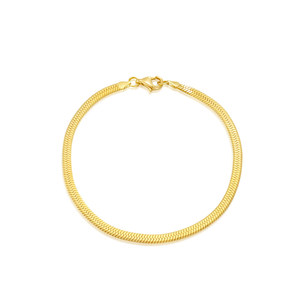 Pulsera de cadena de serpiente resistente y duradera de 2,6 mm de oro amarillo de 10 quilates-1