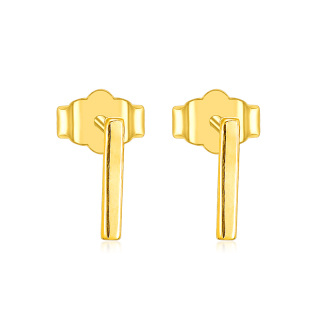 10K Yellow Gold Bar Stud Earrings-6