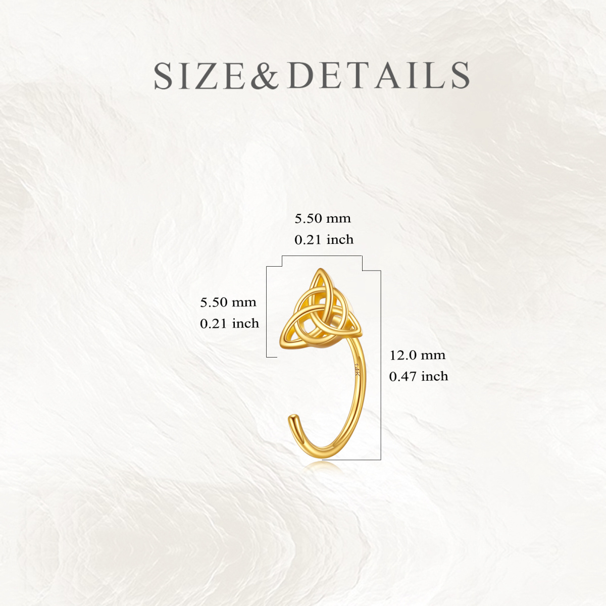 10K Yellow Gold Celtic Knot & Triangle Drop Earrings-5