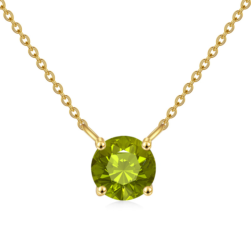 10K Yellow Gold Circular Cubic Zirconia Bead Pendant Necklace-5