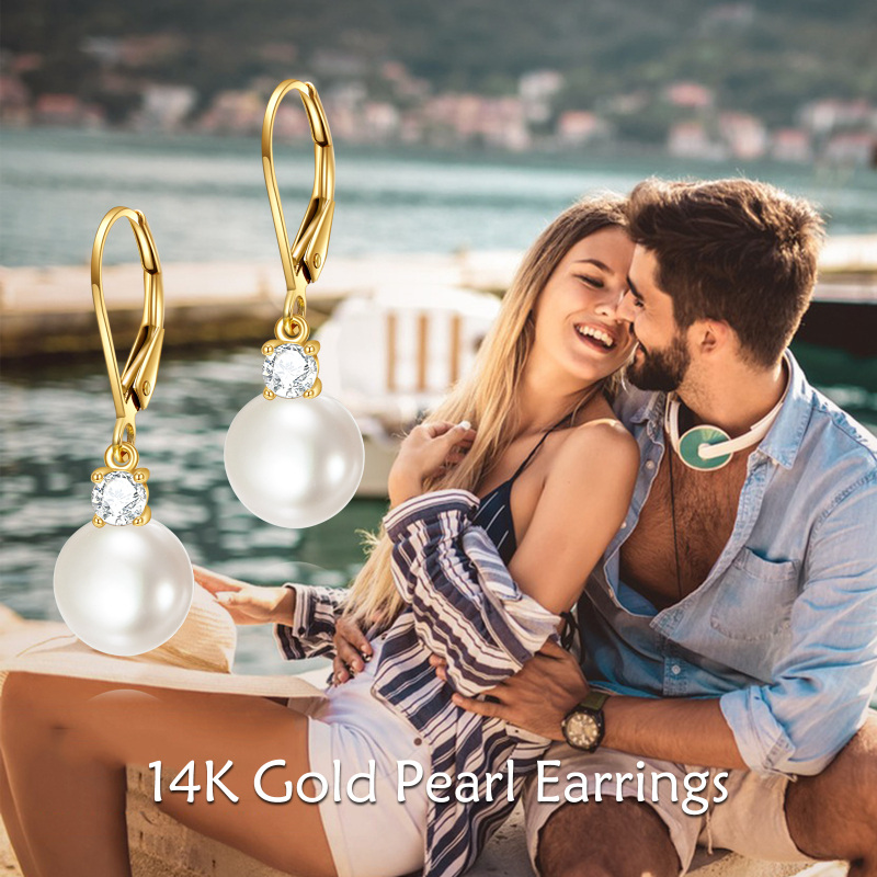 Pendientes circulares de oro amarillo de 10 quilates con moissanita y perlas de agua dulce de 9 mm, cierre de palanca-5