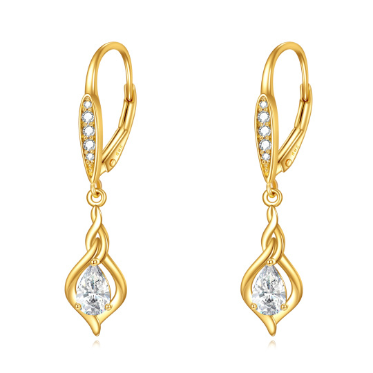 Boucles d'oreilles à levier circulaires en or jaune 14 carats avec moissanite