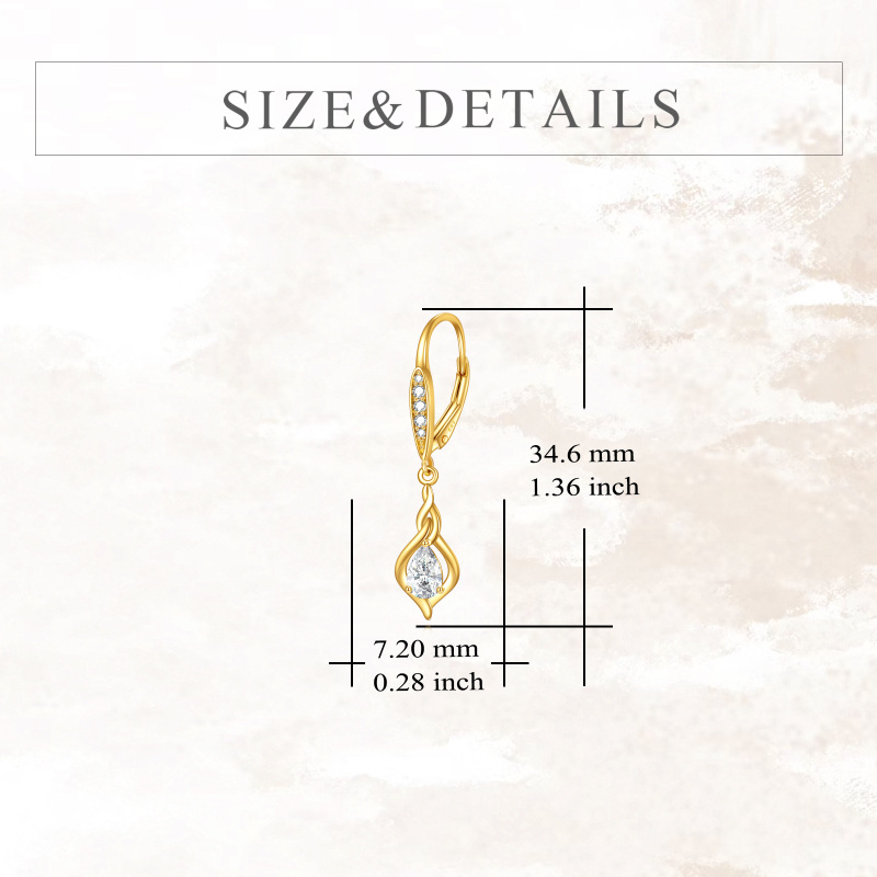 10K Yellow Gold Circular Moissanite Lever-back Earrings-5