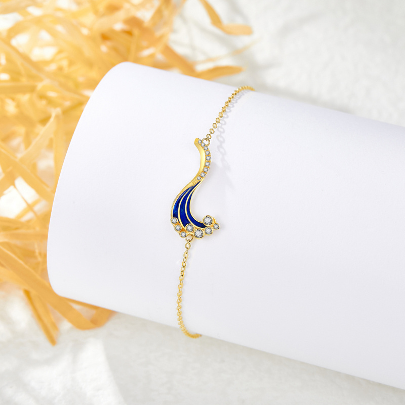 10Kホワイトゴールド ラウンドカット キュービックジルコニア スプレーチャームブレスレット-3