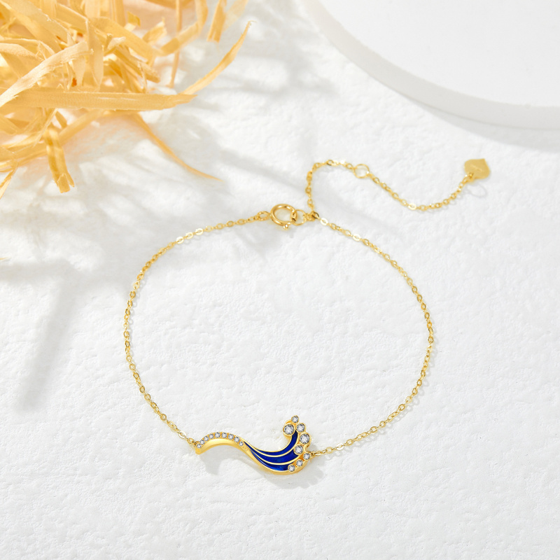 10Kホワイトゴールド ラウンドカット キュービックジルコニア スプレーチャームブレスレット-4