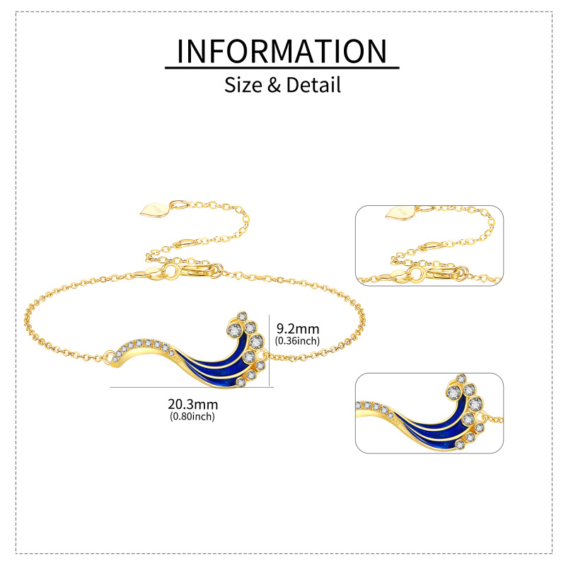 10Kホワイトゴールド ラウンドカット キュービックジルコニア スプレーチャームブレスレット-5