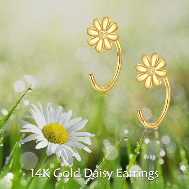 Brincos de argola Daisy Dainty Huggie em ouro amarelo 14K-6