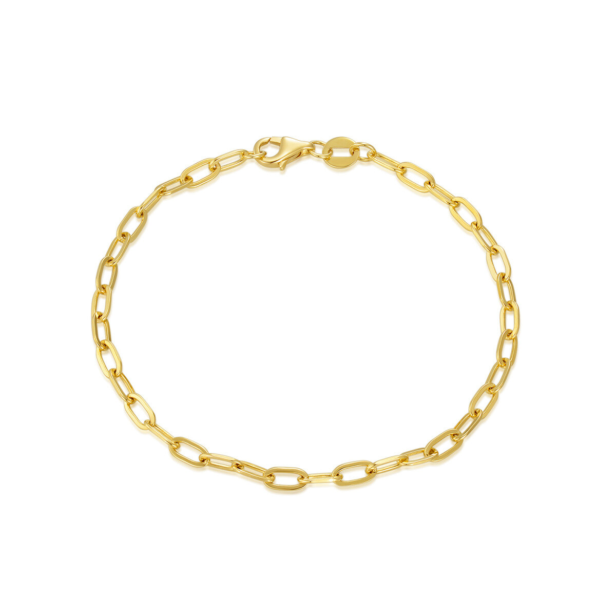 14K Yellow Gold Durable Strong Paperclip Chain Bracelet-1