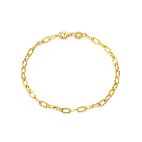 14K Yellow Gold Durable Strong Paperclip Chain Bracelet-1