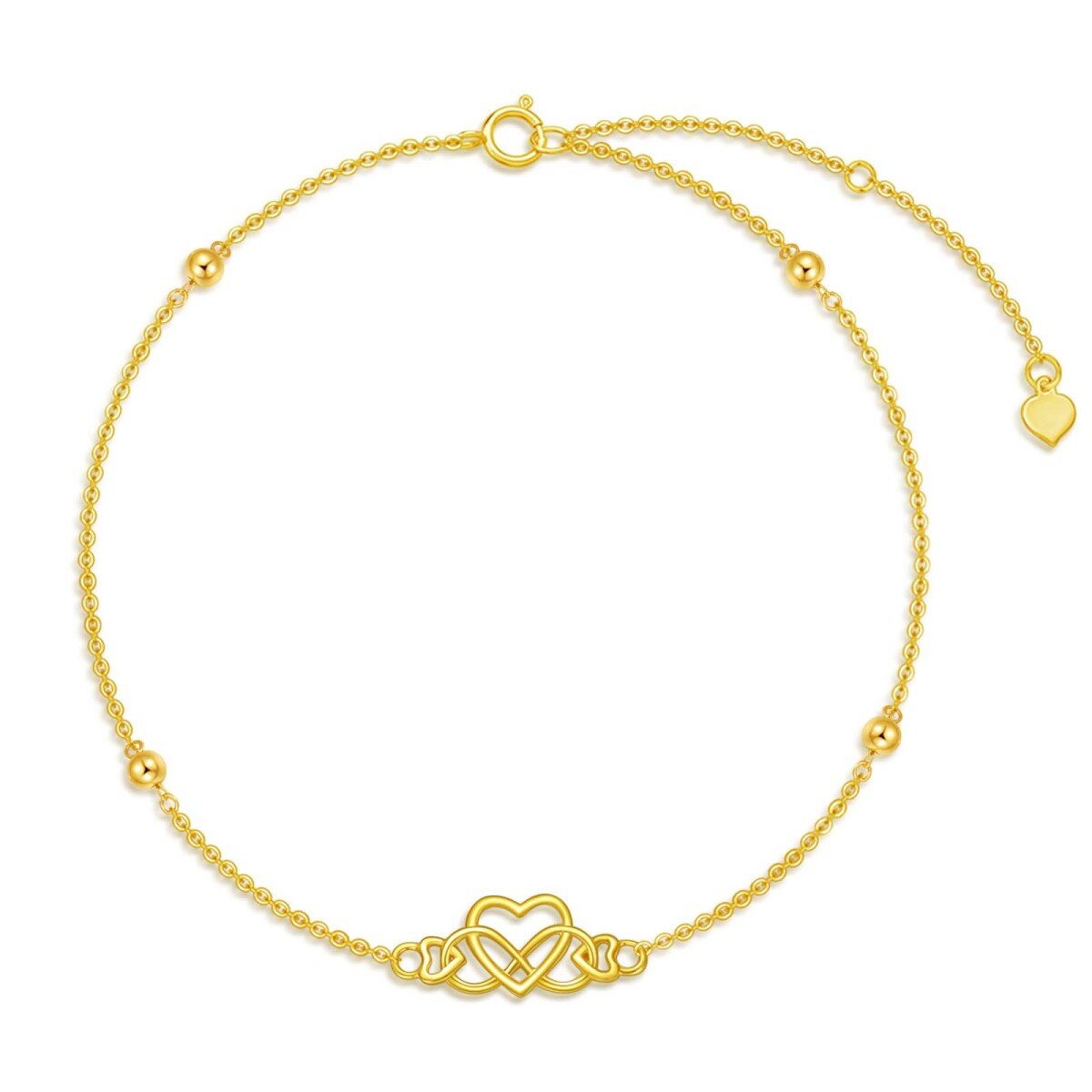 14K Yellow Gold Heart & Infinity Symbol Single Layer Anklet-1