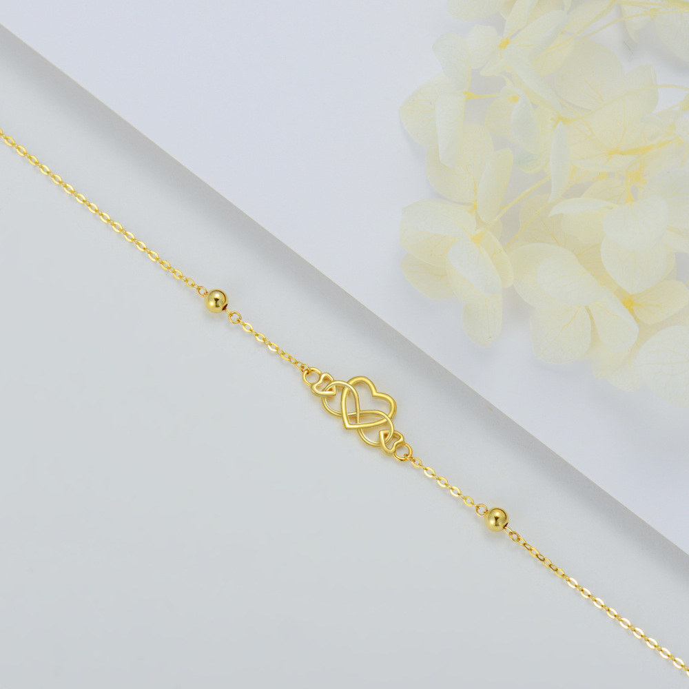 10K Yellow Gold Heart & Infinity Symbol Single Layer Anklet-4