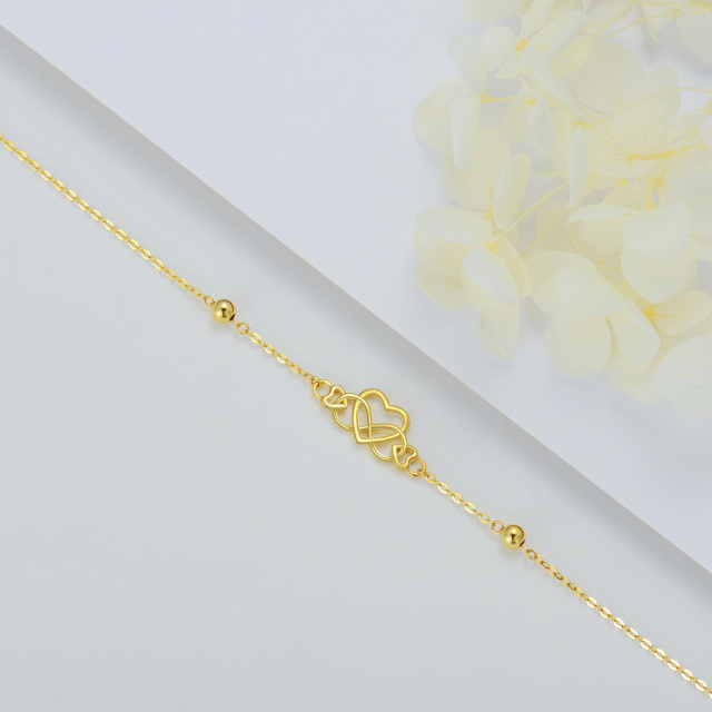 14K Yellow Gold Heart & Infinity Symbol Single Layer Anklet-4