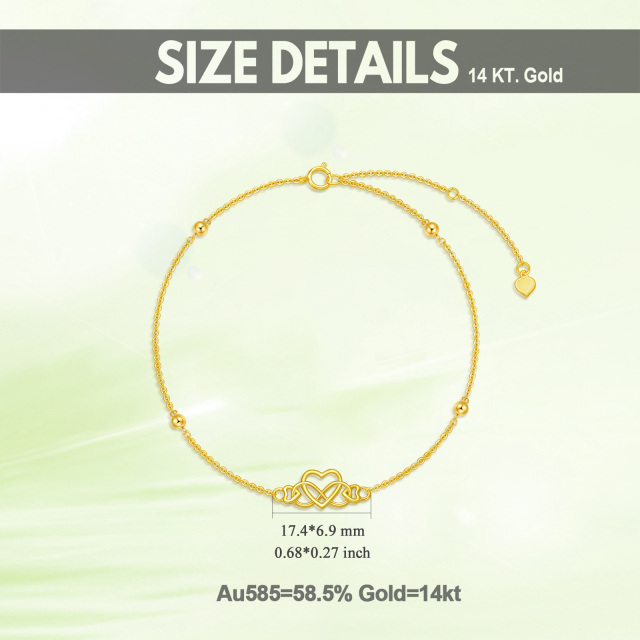 14K Yellow Gold Heart & Infinity Symbol Single Layer Anklet-5