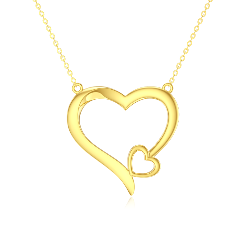 Collier avec pendentif en forme de cœur en or jaune 14 carats-1