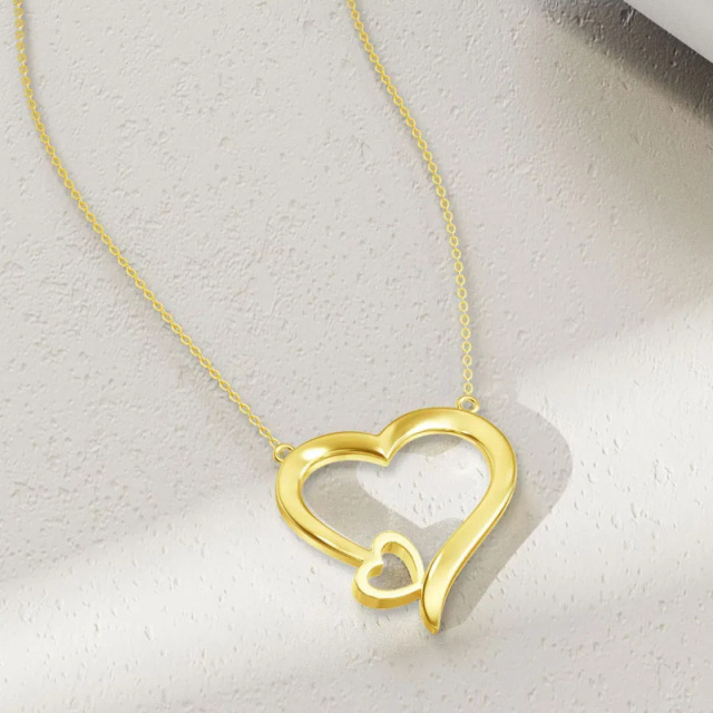 Collana con ciondolo a forma di cuore in oro giallo 14K-3