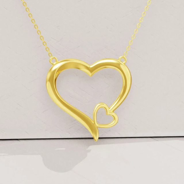 14K Yellow Gold Heart Pendant Necklace-4