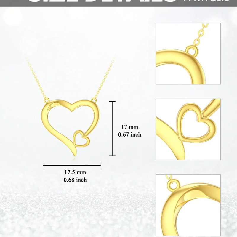 14K Yellow Gold Heart Pendant Necklace-5