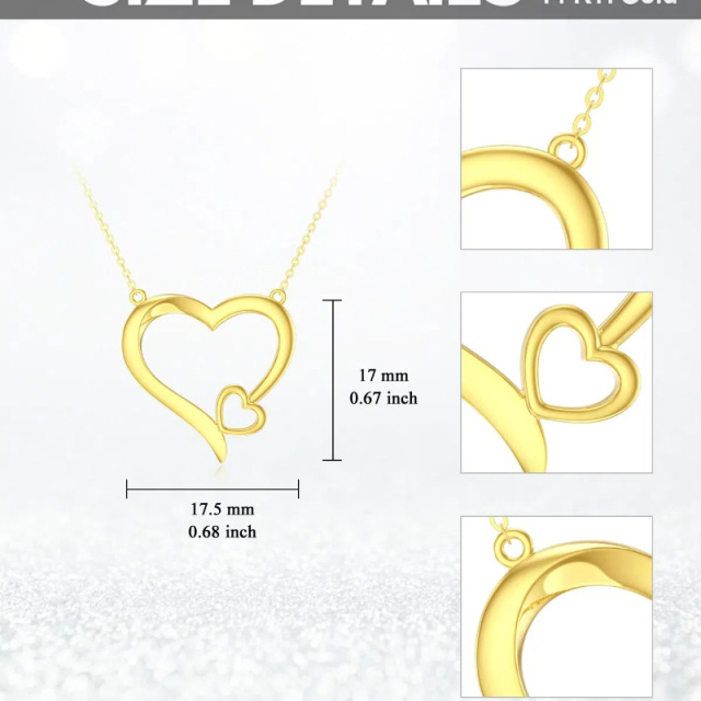 Colar com pingente de coração em ouro amarelo 14K-5