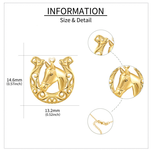 Collana con ciondolo a forma di ferro di cavallo in oro giallo 14K-5