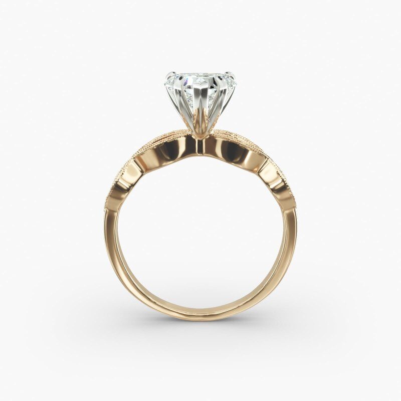 18K Yellow Gold Infinity Vintage-Style Lab Diamond Engagement Ring-6