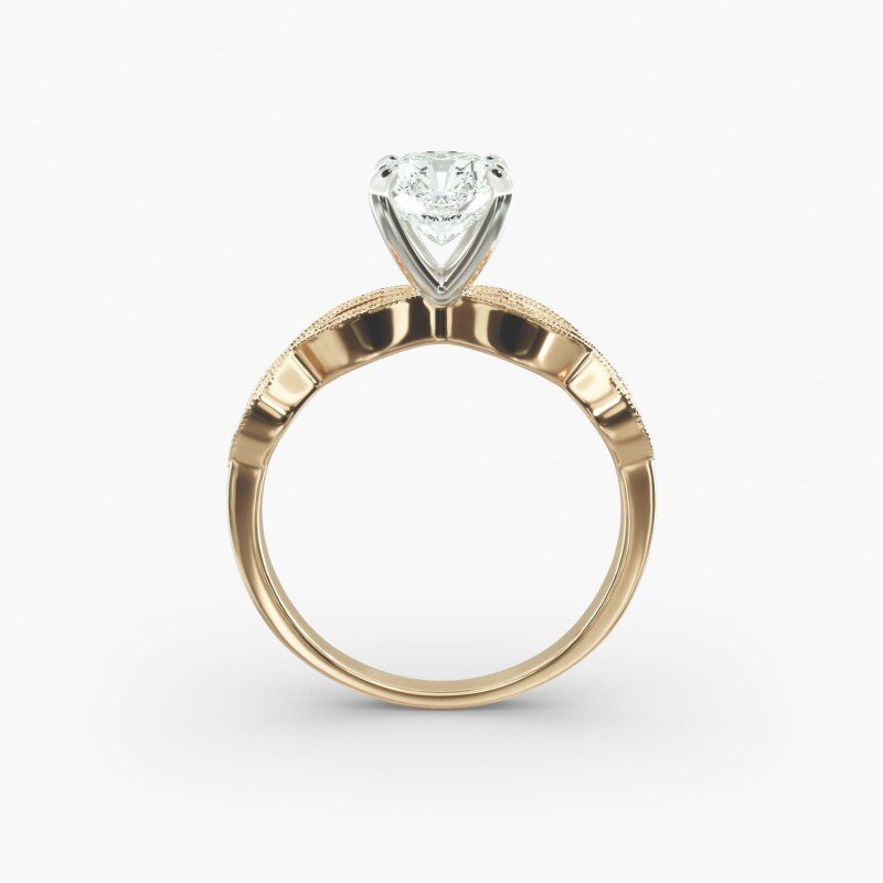 Anillo de compromiso con diamantes de laboratorio estilo vintage de oro amarillo de 10 quilates-6