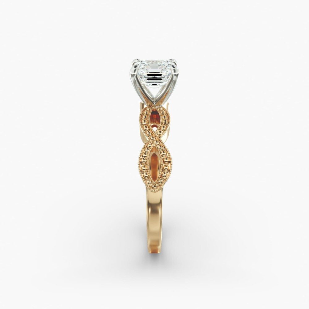 14K Yellow Gold Infinity Vintage-Style Lab Diamond Engagement Ring-5
