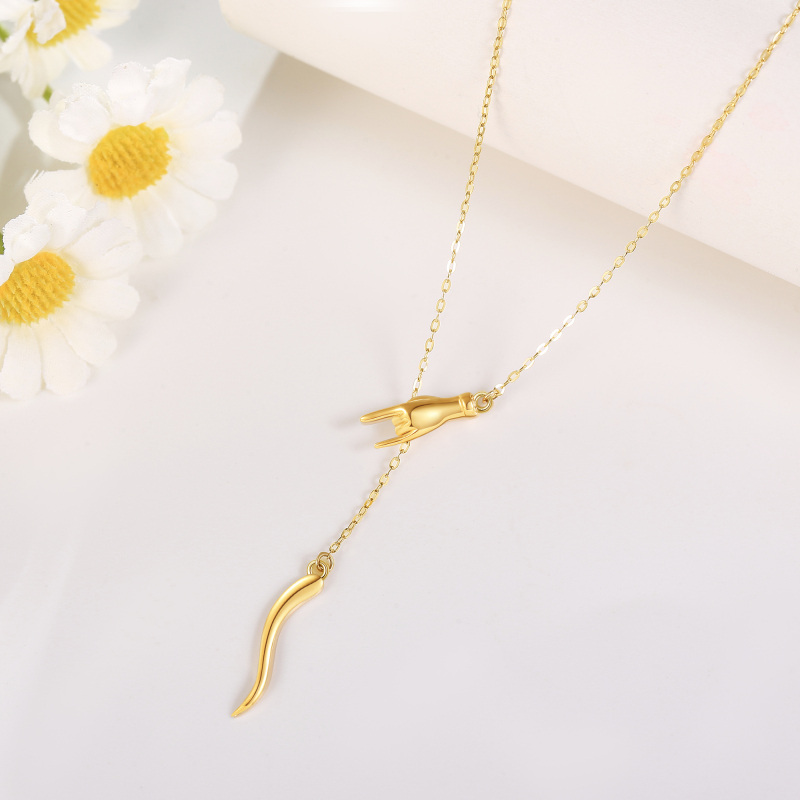 10K witgouden Italiaanse hoorn hanger ketting-3