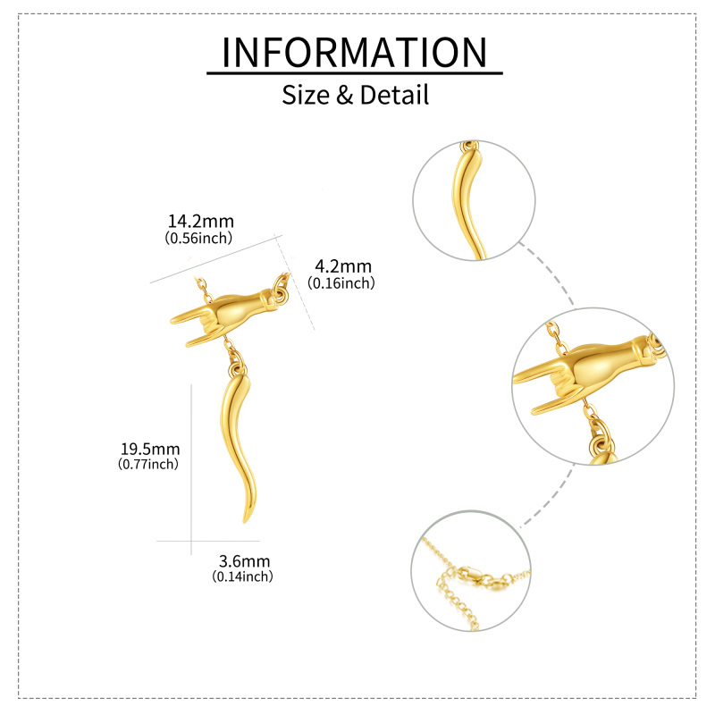 10K witgouden Italiaanse hoorn hanger ketting-5