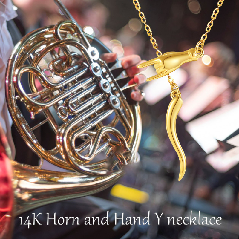 10K witgouden Italiaanse hoorn hanger ketting-6