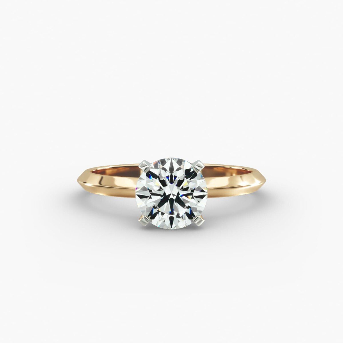 Anillo de compromiso de oro amarillo de 10 quilates con diamante de laboratorio solitario y borde afilado-1