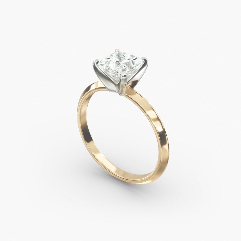 14K Yellow Gold Knife Edge Solitaire Lab Diamond Engagement Ring-4