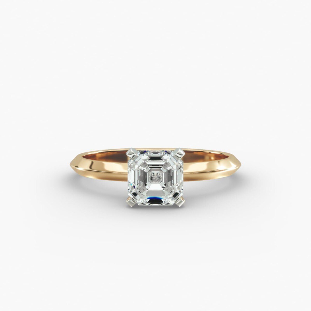 14K Yellow Gold Knife Edge Solitaire Lab Diamond Engagement Ring-1