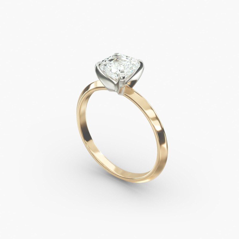 14K Yellow Gold Knife Edge Solitaire Lab Diamond Engagement Ring-4