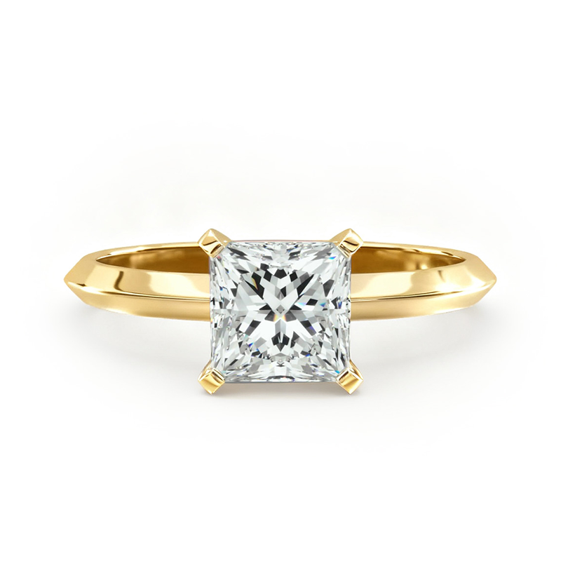 14K Yellow Gold Knife Edge Solitaire Lab Diamond Engagement Ring-1
