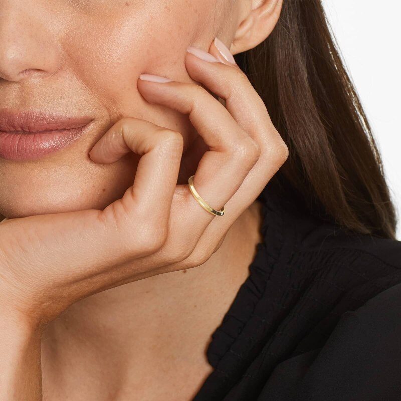 18K Yellow Gold Knife Edge Wedding Band 2mm-2