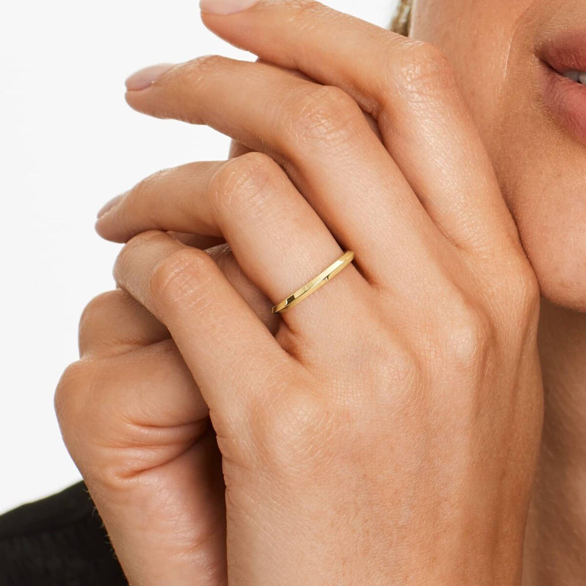 Aliança de casamento com lâmina de faca em ouro amarelo de 10 quilates de 2 mm-3